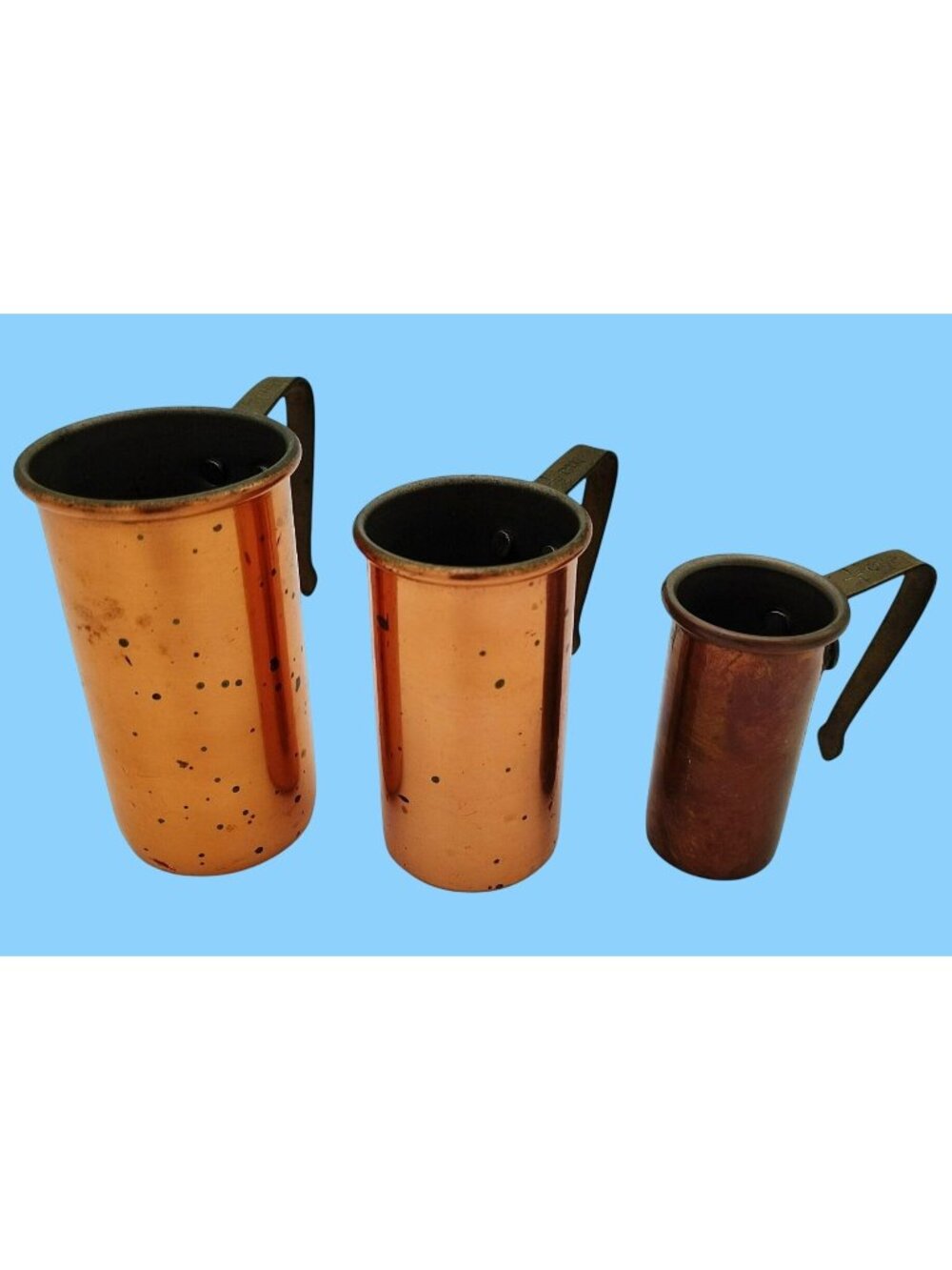Measuring Cups Copper Tone Rustic Kitchen Vintage Utensil Set 3pc 1 1/2 1/4